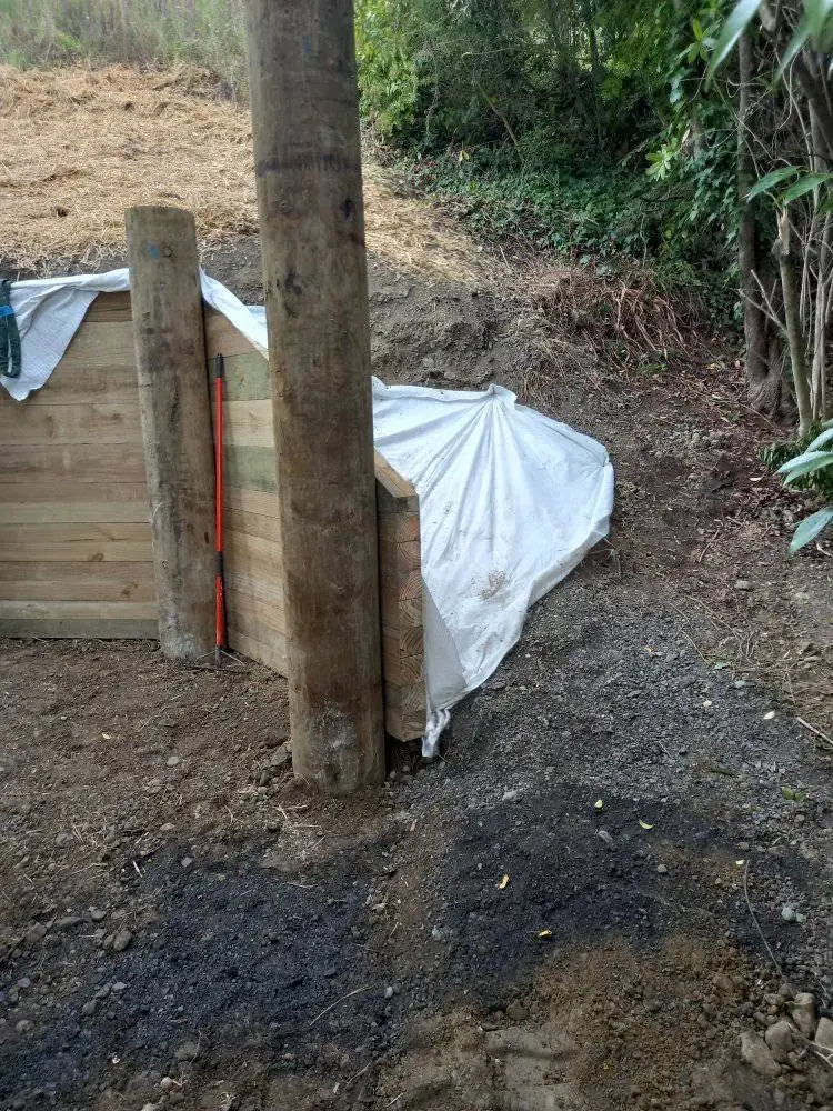 Retaining wall build tarped off overnight mid-project